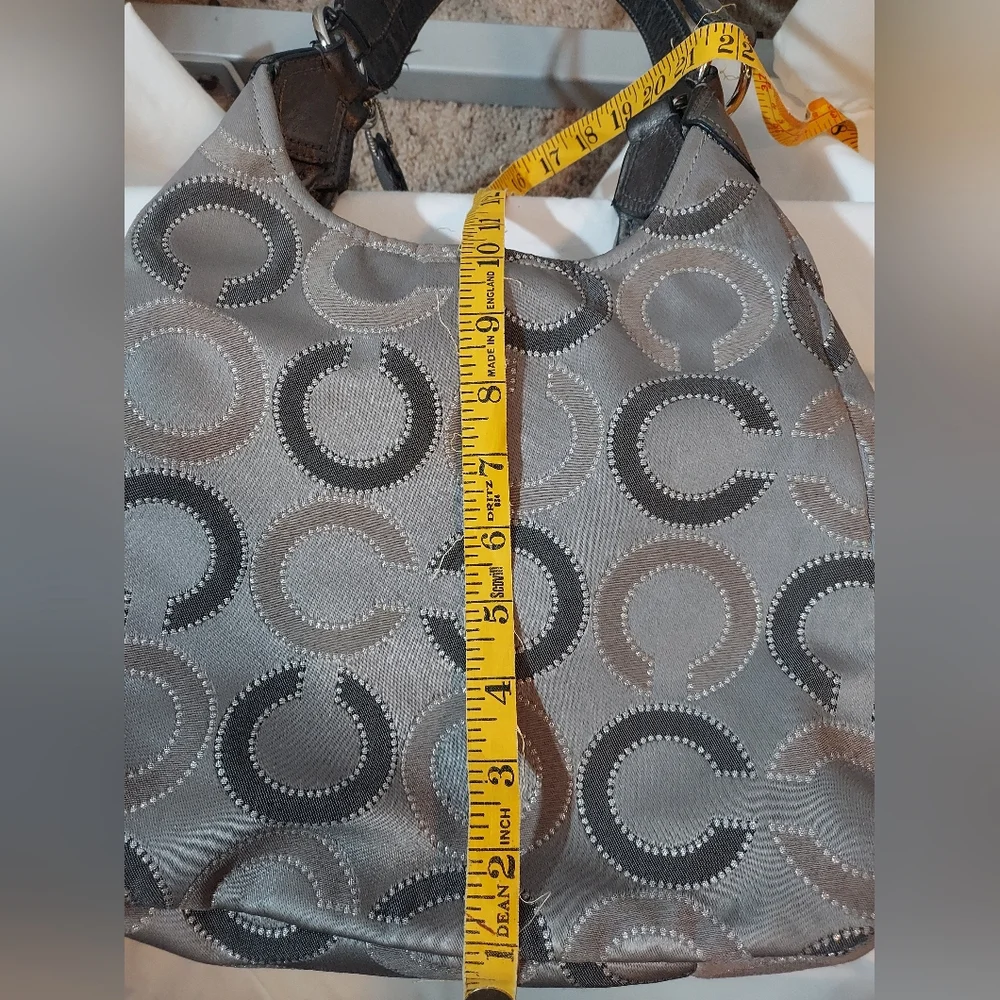 Coach Madison Maggie Grey Hobo Bag With Teal Satin Interior EUC